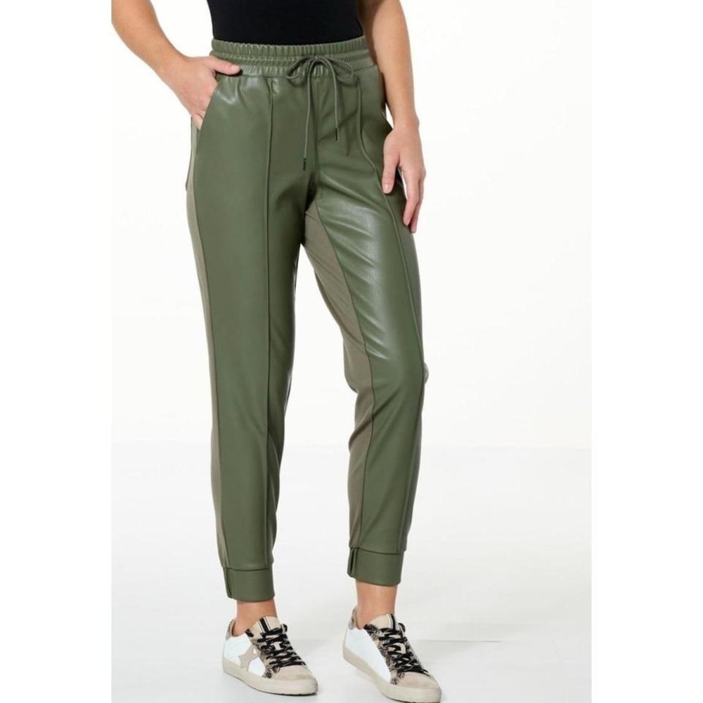 NWOTโ G By Giuliana Black Label Faux Drawstring Leather Ponte Jogger Pants